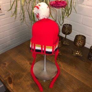 Vintage Earflap Winter Stocking Hat W/ Pom